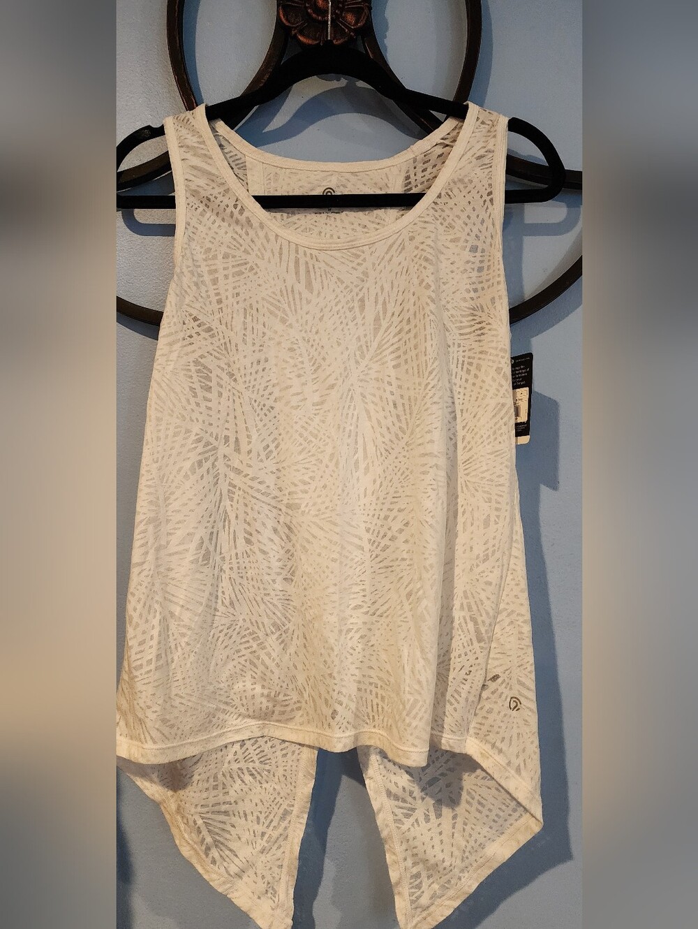 Champion White Sheer Patterned Women's Loose Fit Tank Top Size M